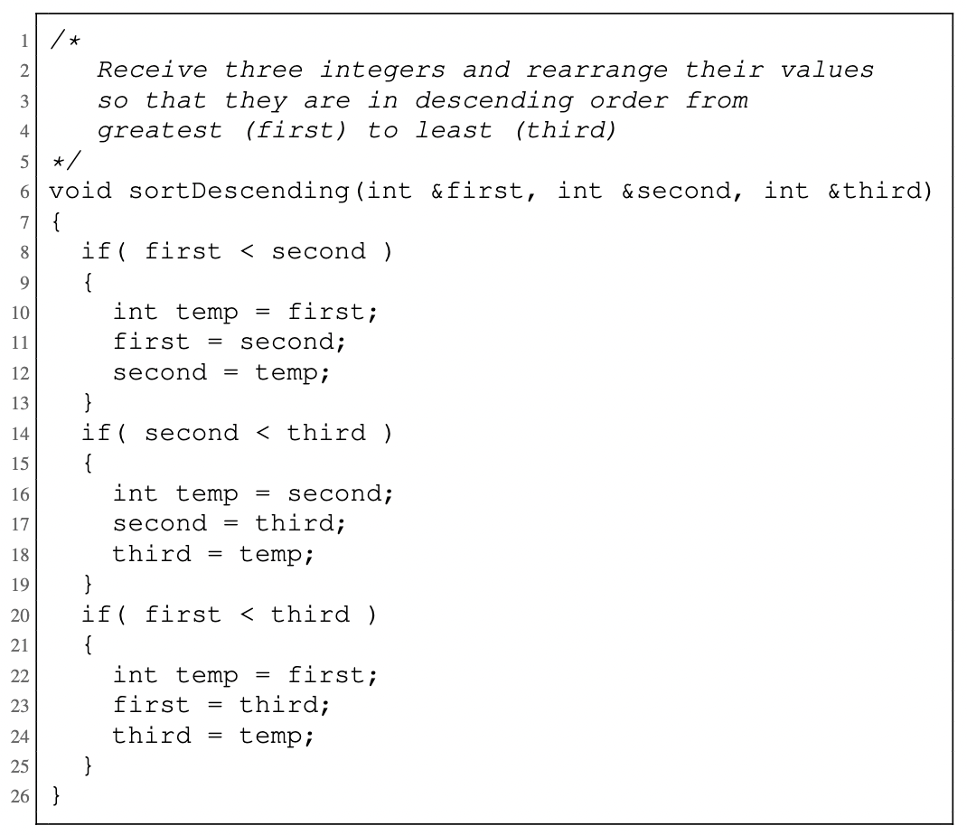 sortDescending function